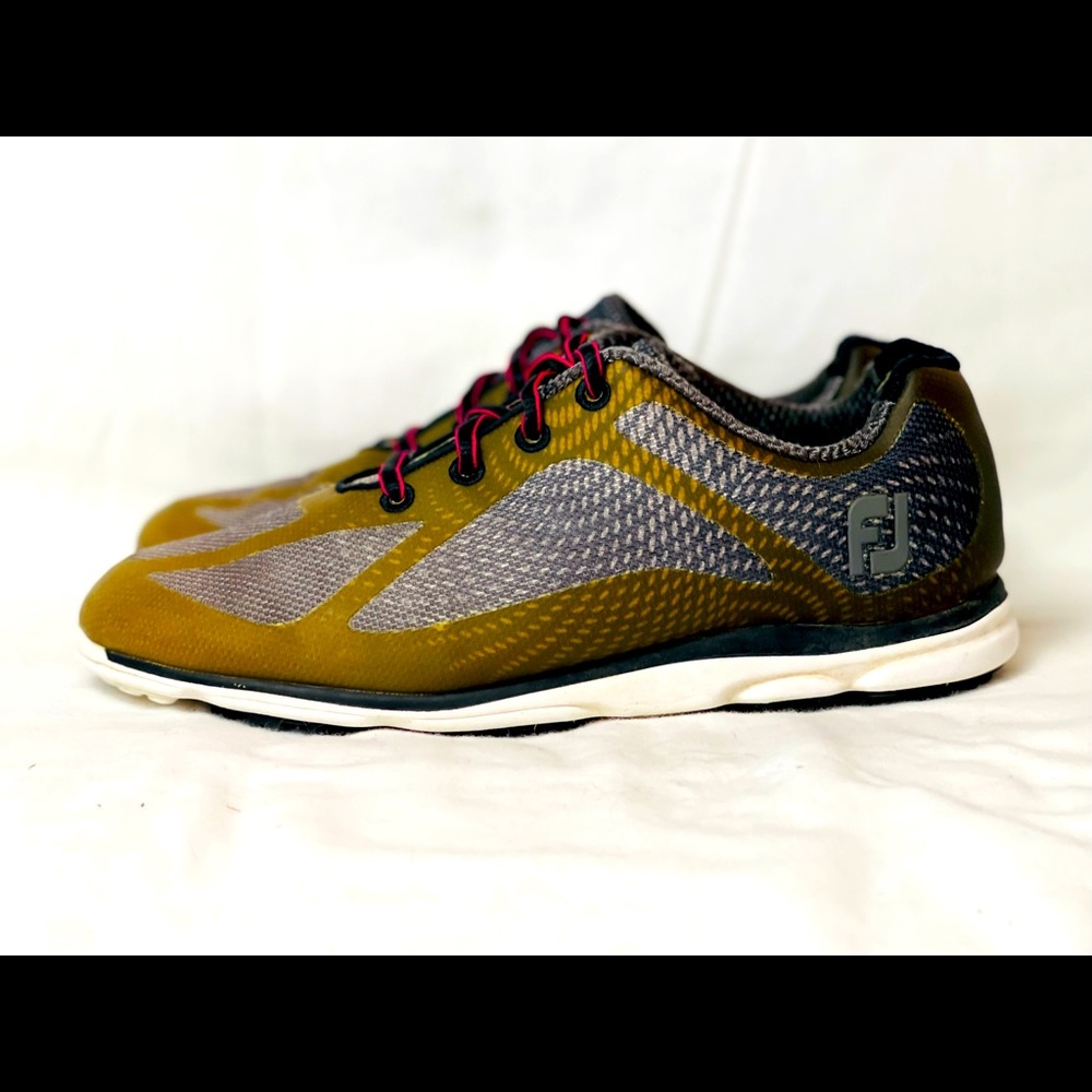 FOOTJOY FJ Flex Spikeless Golf Shoe Women's Sz 7M Grey/yellow 98003
